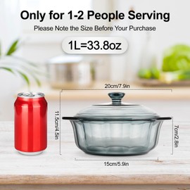TIPTAP Casserole Dish,Baking Dish,Glass Casserole Dish with Lid,Corningware,Oven Safe, Microwave Safe, Fridge Safe,Round Casserole Dish With Lid, Mini Casserole Cookware with Handles,Bowls for Kitchen（33.08oz/1L）