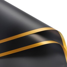 XIZHI 20 Counts Gold Edge Fresh Flowers Wrapping Paper Waterproof Flower Wrapping paper DIY Crafts Florist Bouquet Supplies 22.8X22.8 Inch (White border)