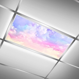 Fluorescent Light Covers Magnetic Light Cover,Fluorescent Light Shade Panel Ceiling Light Covers,Sunset Glow Fluorescent Light Covers For Classroom，Office And Home Drop Ceiling, 4 X 2 Feet