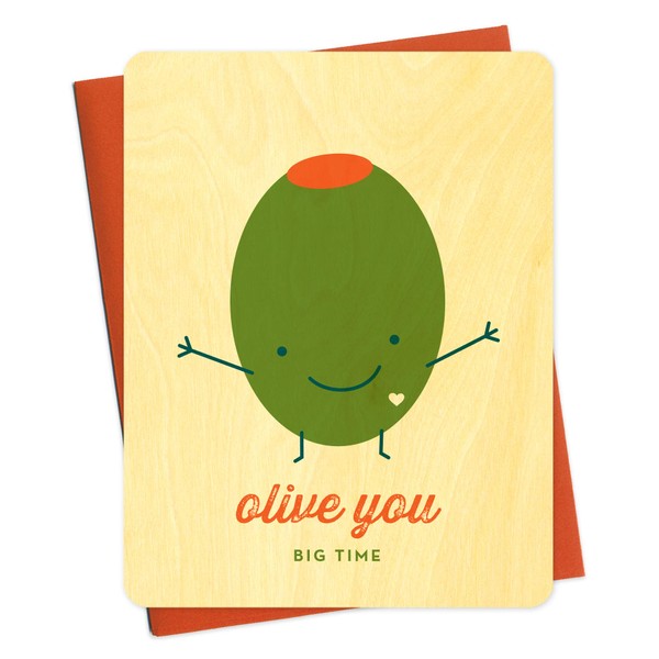Olive You Wood Love Card by Night Owl Paper Goods