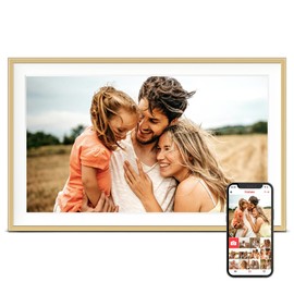 Digital Picture Frame, Frameo 15.6 inch Large Digital Photo Frame Wifi, 32GB Capacity, 1920*1080 IPS FHD Touch Screen, Electronic Frame Slideshow, Tabletop&Wall-Mounted, Gifts for Mom, Women, Golden