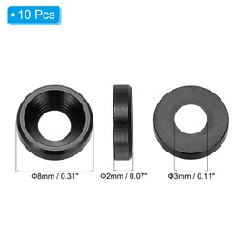 PATIKIL M3 Finishing Countersunk Washers, 10 Pack Head Washers Alloy Aluminum Screw Gaskets for Screw Bolt RC FPV PC Mechanical Accessories Parts, Black