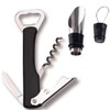 Corkscrew - Stainless Steel Bottle Opener Set + Pourer Cap