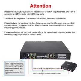 EASYCEL Component to HDMI Converter with 1.2 Meter HDMI Cable, RGB to HDMI Converter, 1080P 5RCA YPbPr to HDMI Converter