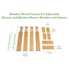 Lipper International Bamboo Wood Custom Fit Adjustable Dresser and Kitchen