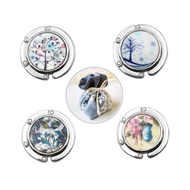 HorBous Purse Hooks, Foldable Handbag Hook, Women Bag Purse Hook Handbag Hanger, for Table Handbag Storage, Mixed Set (4 Pack)+1 Bag