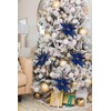 Briful 4 PCS 12" Glitter Poinsettia Blue Artificial Flowers Stem