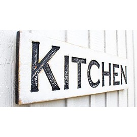 Kitchen Sign | Carved in a 40"x10" Solid Wood Board | Rustic Distressed | Farmhouse Style | Restaurant Cafe | Handmade in NC