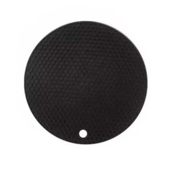 Waterproof Round Rubber Placemats, Heat Resistant and Wipeable PU Table Mats for Dining Table Home Hotel (Medium-Black)