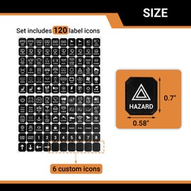 Switch Panel Sticker Kit for 6/8/12 Gang Control Button - Dashboard Label Decal Set for Car Boat RV Truck Vehicle Marine, 120 Pcs (Vertical Stickers with Square Corner)