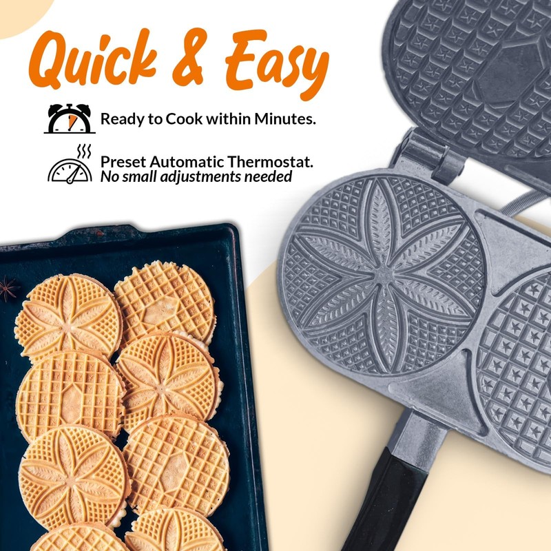 C. Palmer Original Non-Stick Pizzelle Iron, Model 1000T, Electric Pizelle