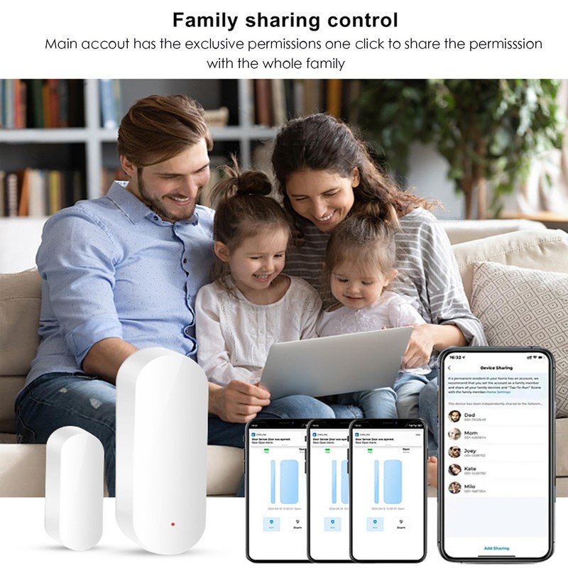 WiFi Smart Door Sensor: Door Open Contact Sensor for Home