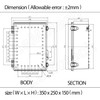 LeMotech Electrical Box, IP67 Waterproof Hinged Clear Cover Stainless Steel