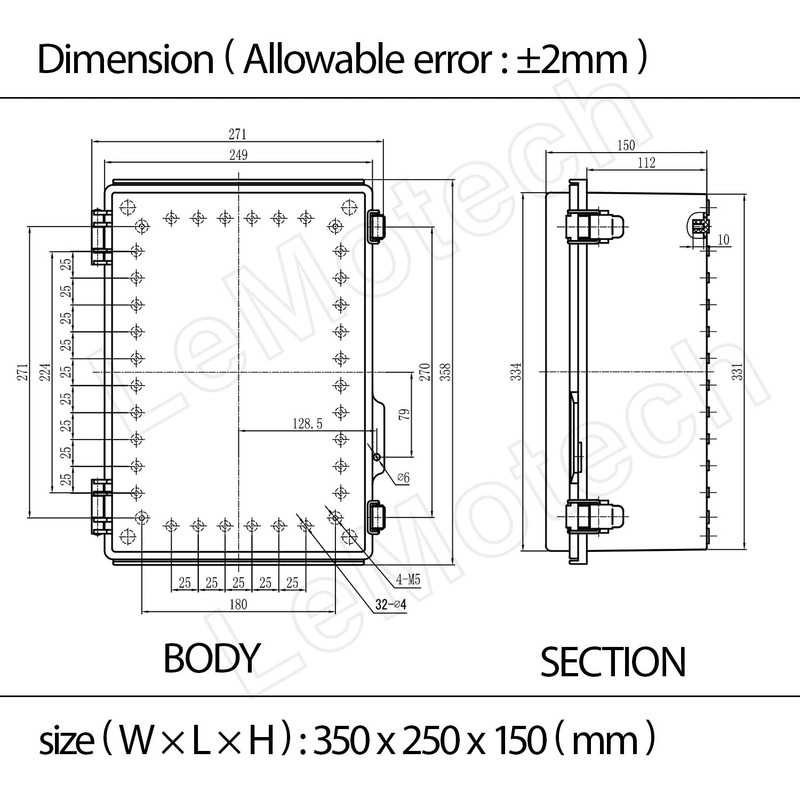 LeMotech Electrical Box, IP67 Waterproof Hinged Clear Cover Stainless Steel