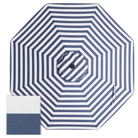 ABCCANOPY OLIFEN® 5-Year Non Fading 9FT Patio Umbrella Replacement Canopy Only (Navy Stripe)