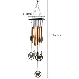 CHQLPBF Butterfly Wind Chime-5 Wind Bells 5 Butterflies-for Home Party Yard Garden, Patio, Home DecorWind Chime with S Hook for Indoor and Outdoor(Golden)