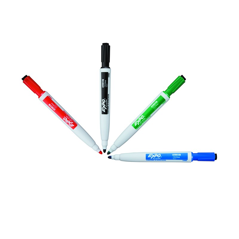EXPO 1944745 Magnetic Dry Erase Markers with Eraser, Fine Tip,