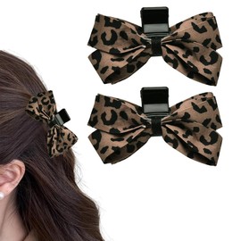 Leopard Bow Claw Clips for Women Leopard Print Hair Claw Clip for Thick Thin Hair Accessories Decoration Bowknot Barrette Clamps for Girls Cheetah Print Bow Clip Set Bowknot Jaw Clips