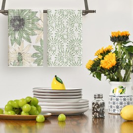 Artoid Mode - Juego de 4 toallas de cocina bohemias con hojas florales verdes, 18 x 26 pulgadas, decoración de primavera y verano, juego de 4 toallas