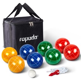 ropoda 90mm Bocce Ball Set with 8 Polyresin Balls, Pallino, Case and Measuring Rope for Backyard/Lawn/Beach/Outdoor, Resin Bocce Ball for Kids Teens Beginners(2 to 8 Players)
