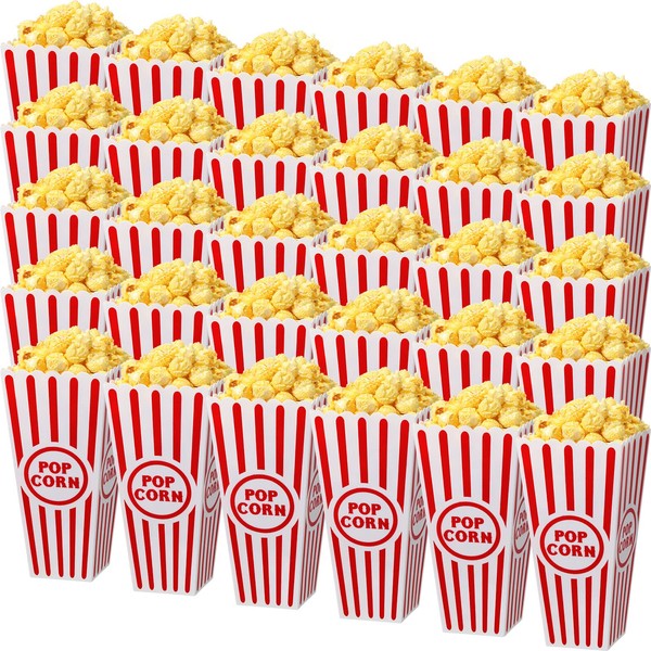 Plastic Popcorn Boxes Reusable Open Top Popcorn Containers Red and