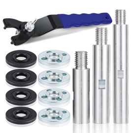 3PCS 5/8"-11 Angle Grinder Extension Shaft Connecting Rod with Adjustable Grinder Spanner Wrench, 4 Sets of Flange Lock Nut for Grinder Car Polisher Airway Buff Extender Rotary Extension Kit