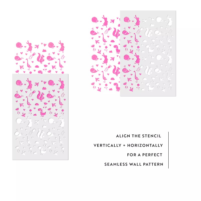 Stencil Revolution Cute Animals Pattern Wall Stencil - Durable &