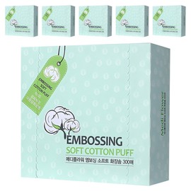 Mediflower embossed soft cotton pads, 300 sheets, 6 pcs / 메디플라워 엠보싱 소프트 화장솜, 300매입, 6개