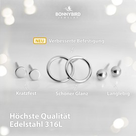 BONNYBIRD® Premium Women's Earrings Made of Surgical Steel – Very Skin-friendly & Waterproof Stud Earrings in Silver, Gold & Rose Gold, Stainless Steel, Not applicable