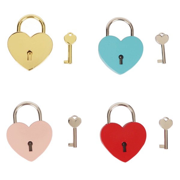 4pcs Heart Shaped Lock with 4 Keys 4 Colors Rust