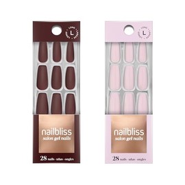 Dashing Diva Nailbliss Gel Manicure Bundle - Rosé & Rouge Collection - Salon Quality, Easy to Apply and Chip Resistant - Contains 2 Sets of 28 Long Length, Coffin Shaped, Glue On Gel Nails