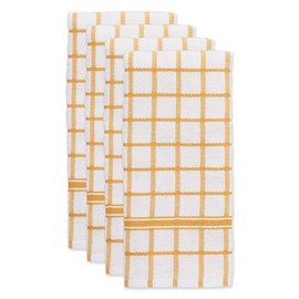 DII Basic Terry Collection Windowpane Dishtowel Set, 16x26, Spice, 4 Count