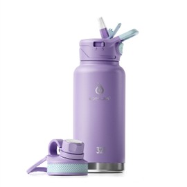 IDEUS Vacuum Insulated Water Bottle, 32 oz (950 ml) Stainless Steel Double Wall Bottle Metal Sports Canteen with Leak-Proof Screw Cap (Purple)