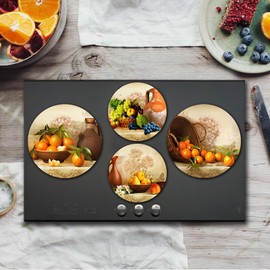 Walarky Vintage Fruits Round Metal Hob Covers Set of 4 Stove Cooker Hob Covers for Cookers Gas Stove Protector Cookware Accessories Modern Cooktop Decor