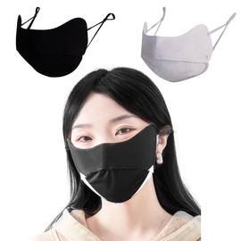 YiyiLai 2-Piece Set, Thin, Lightweight, UV Protection, Face Cover, Sun Protection, Cool to Touch, No Breathing, Quick Drying, Unisex, UV Protection, Adjustable Ear Straps, For Couples, Lightweight