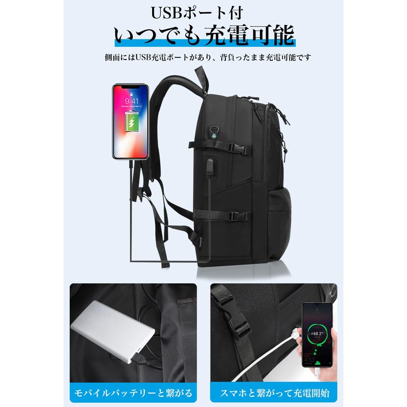 [SUNOGE] リュック リュックサック メンズ バックパック ディバック 15.6インチ PCラップトップバッグ 軽量 USB充電ポート付