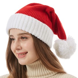 AHAHA Santa Hat for Women Men Unisex Christmas Hat Premium Acrylic Beanie Warm Party Hat for Christmas New Year