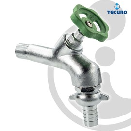 tecuro Tap Matt Chrome-Plated with Toggle Top 1/2 Inch Male Thread with 3/4 Inch Outlet and Hose Nozzle Wall Connection for Garden
