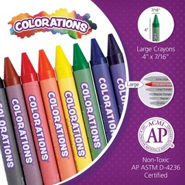 Colorations Large Crayons - 8 Colors per set, 24 Sets included, 192 Total Crayons, Each set Individually Packaged, Personalize & Decorate for Gifts, Arts & Craft Craft for Children