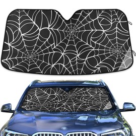 Car Sun Shade White Spider Web Windshield Sunshade Protector for Small Car SUV Front Window