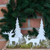 Garden Stake Set 2 Elk - 2 Christmas Trees White