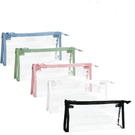 Clear PVC Pencil Case Pen Pouch with Zipper, 5Pcs PVC Plastic See Through Pencil Cases,PVC Plastic See Through Pencil Case,PVC Plastic See Through Pencil Case Zipper Pencil Storage Pouch Pencil Case