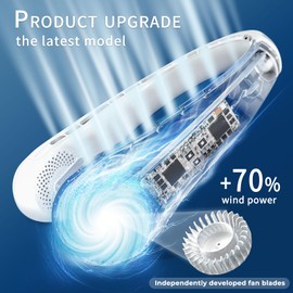 FrSara Neck Fan, Portable Personal Fan Strong Wind, 4000mAh, Air Volume,360° Cooling, No Hair Twisting, Air Volume On 2 Sides, Non-Slip, Quick Charge, Long Use Time, Birthday Gift for Women, Dad, Men