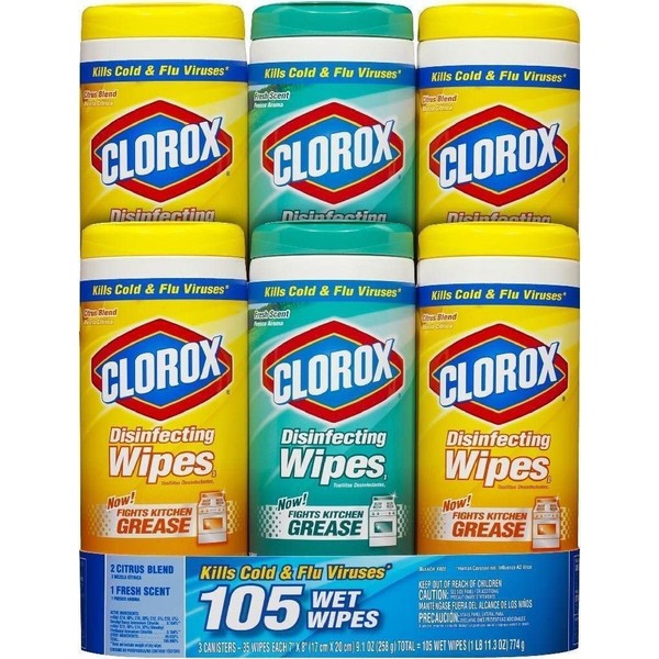 Clorox Company Disinfecting Wipes, 3-Pack, White (Units per case: 2)