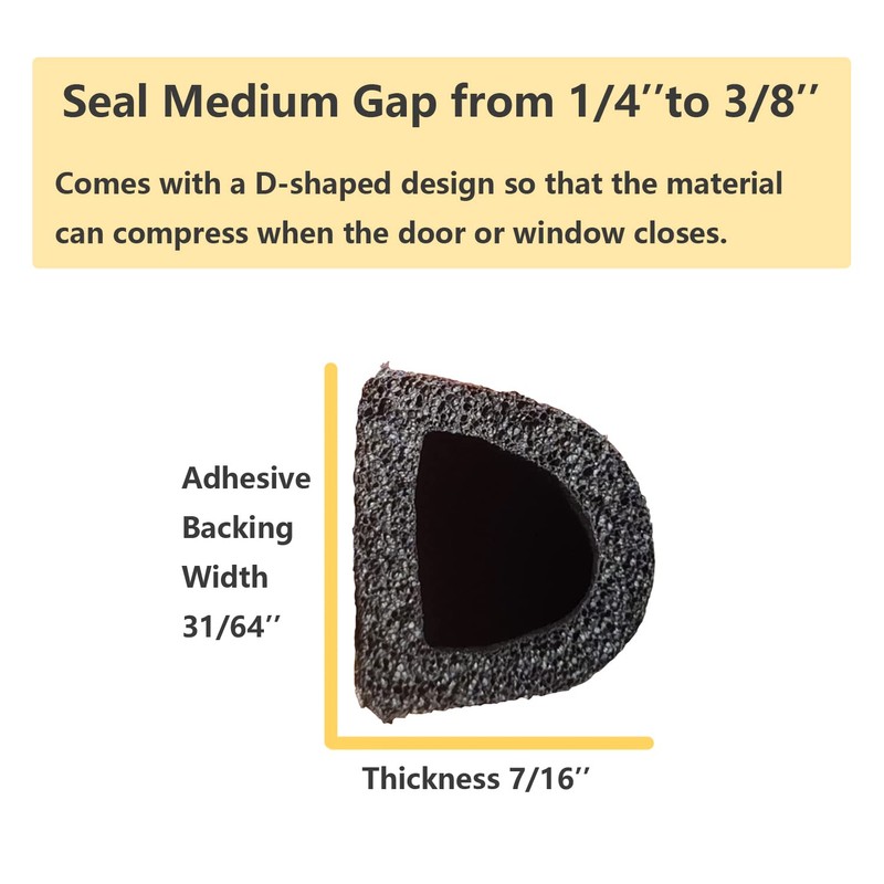 Weather Stripping Door Draft Stopper for Doors/Windows 18 Feet, Self-Adhesive
