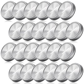 Stainless Steel Coin Slot Bank Lid Compatible with Mason Jars Canning Jars Money Saving Jars Metal Coin Slot Lid for Regular Mouth Ball, Canning Jars, 70 mm (24 Pieces)