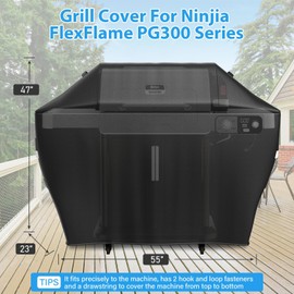 Utheer Grill Cover for Ninja FlexFlame PG300/PG301 – 55" L x 23" W x 47" H BBQ Cover, Waterproof 600D Oxford, UV & Wind Resistant, Fits Ninja PG300 Series Grill XSKPGCVR