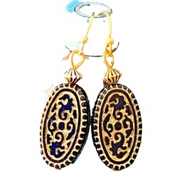 Vintage Etched black gold Bead Earrings Light Weight, Fun To Wear. Jewelry Earrings for Women #3298FE492