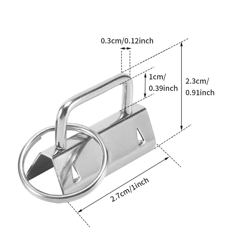 40Pcs 1 Inch Key Fob Hardware,Iron Tail Clip with Split