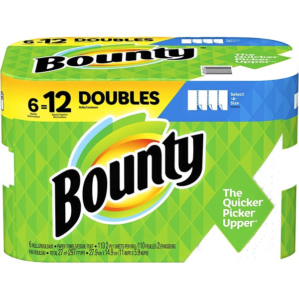 Bounty 74728 Select-a-Size Paper Towels, 2-Ply, White, 5.9 x 11, 83 Sheets/Roll, 8 Rolls/CT